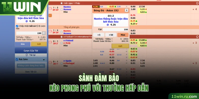 Sảnh đảm bảo kèo phong phú với thưởng hấp dẫn